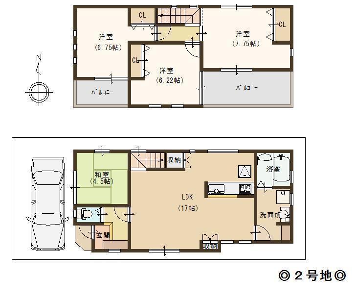 Floor plan. (No. 2 locations), Price 24,998,000 yen, 4LDK, Land area 86.86 sq m , Building area 92.33 sq m