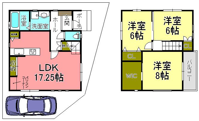 Floor plan. 29,800,000 yen, 3LDK, Land area 81.98 sq m , Building area 84.37 sq m