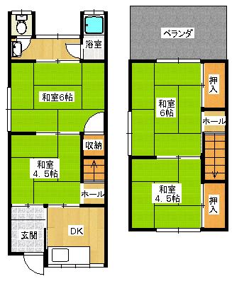 Floor plan. 3.8 million yen, 4DK, Land area 47.6 sq m , Building area 54.89 sq m
