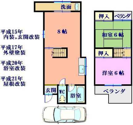 Floor plan. 9.5 million yen, 3DK, Land area 53.63 sq m , Building area 58.14 sq m