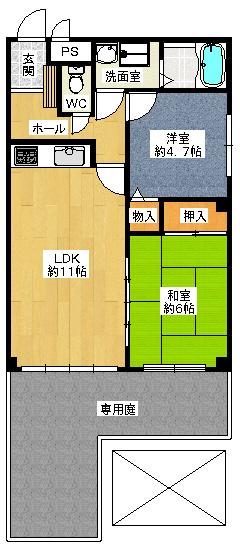 Floor plan. 2LDK, Price 6.8 million yen, Occupied area 50.89 sq m , Balcony area 17 sq m