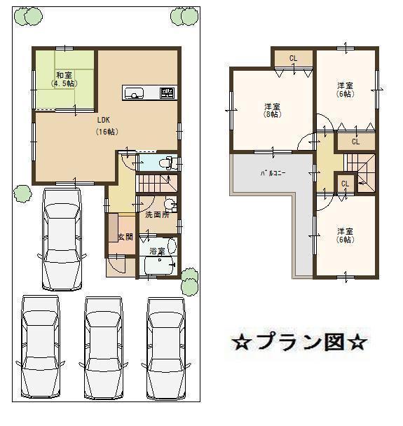 Building plan example (floor plan). Building plan example 4LDK, Land price 14,130,000 yen, Land area 146.13 sq m , Building price 14,670,000 yen, Building area 89.7 sq m
