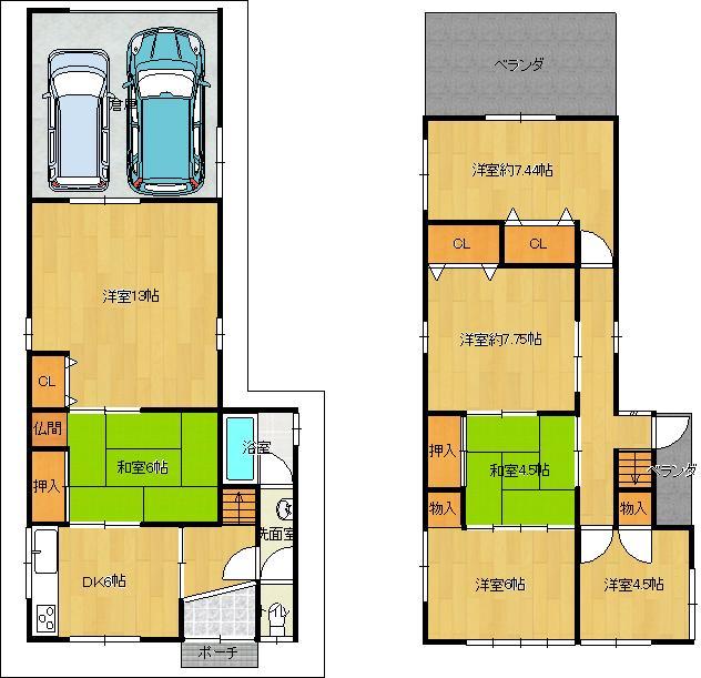 Floor plan. 9.8 million yen, 7DK, Land area 118.87 sq m , Building area 67.07 sq m