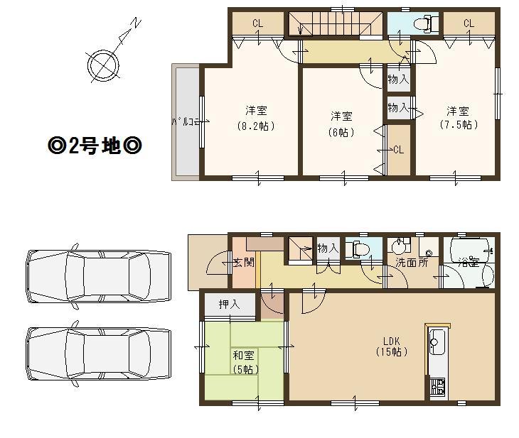 Floor plan. (Building 2), Price 21.5 million yen, 4LDK, Land area 112.13 sq m , Building area 98.01 sq m