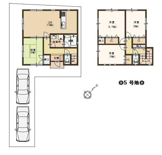 Floor plan. (5 Building), Price 20.5 million yen, 4LDK, Land area 145.69 sq m , Building area 97.6 sq m