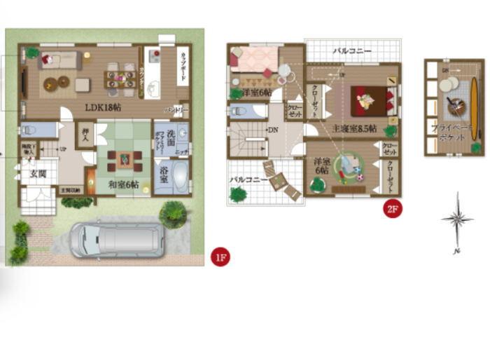 Floor plan. (Model house), Price 42 million yen, 4LDK, Land area 104.01 sq m , Building area 107.64 sq m