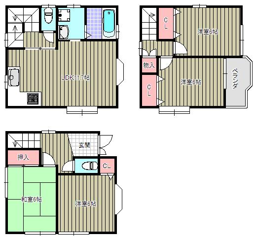Floor plan. 26,800,000 yen, 4LDK, Land area 66.18 sq m , Building area 31.59 sq m