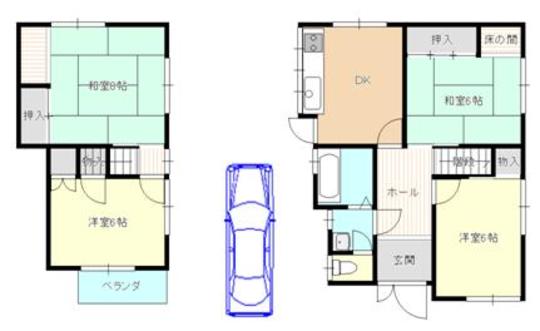 Floor plan. 9.8 million yen, 4DK, Land area 102.83 sq m , Building area 77.54 sq m