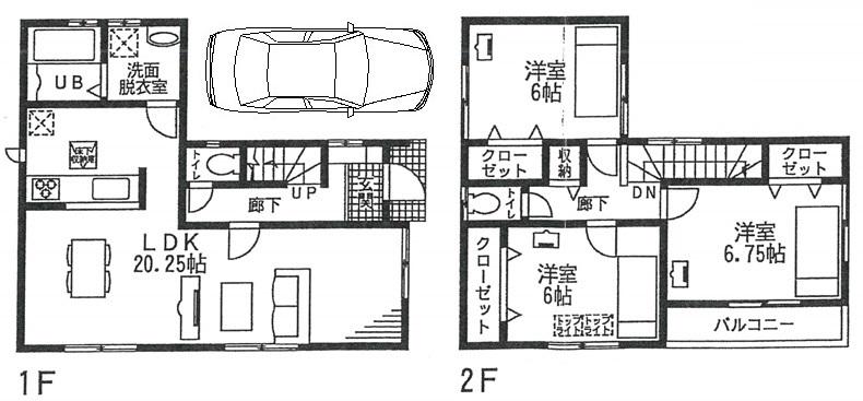 Floor plan. (No. 3 locations), Price 27,800,000 yen, 3LDK, Land area 88.53 sq m , Building area 93.98 sq m