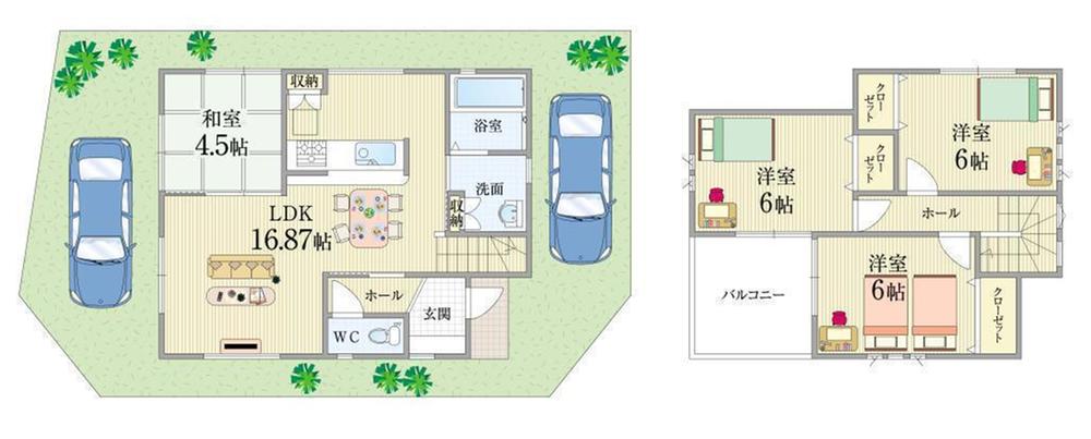 Floor plan. (No. 1 point), Price 24,998,000 yen, 4LDK, Land area 90.56 sq m , Building area 87.48 sq m