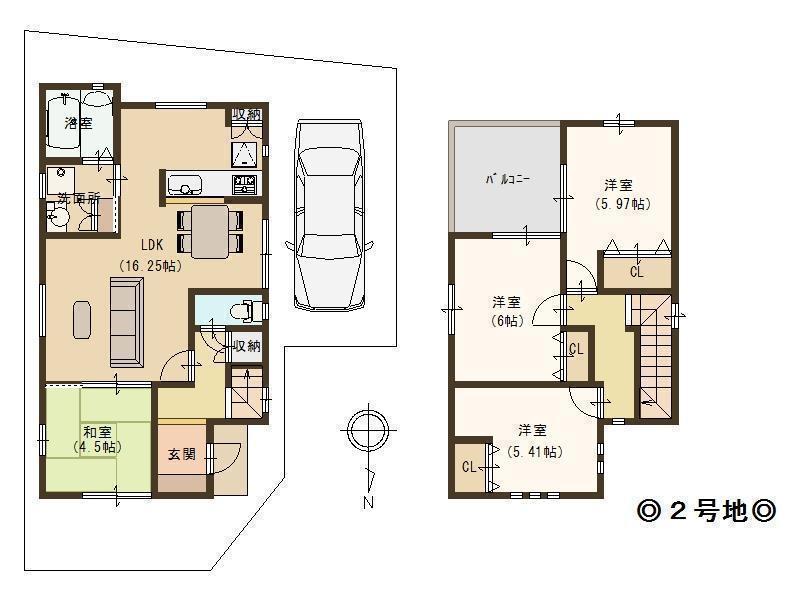 Floor plan. (No. 2 locations), Price 22,998,000 yen, 4LDK, Land area 89.67 sq m , Building area 87.48 sq m