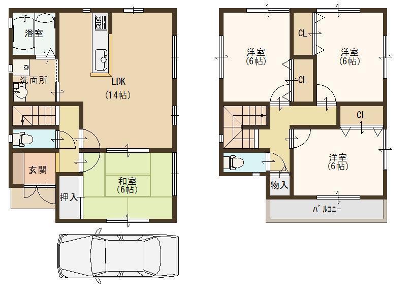 Building plan example (floor plan). Building plan example Building price 13.3 million yen, Building area 92.34 sq m