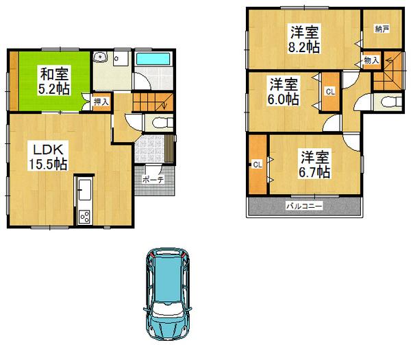 Floor plan. 21.3 million yen, 4LDK, Land area 96.97 sq m , Building area 97.19 sq m