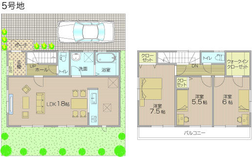 Floor plan. (No. 5 locations), Price 26,800,000 yen, 3LDK, Land area 98.18 sq m , Building area 89.42 sq m