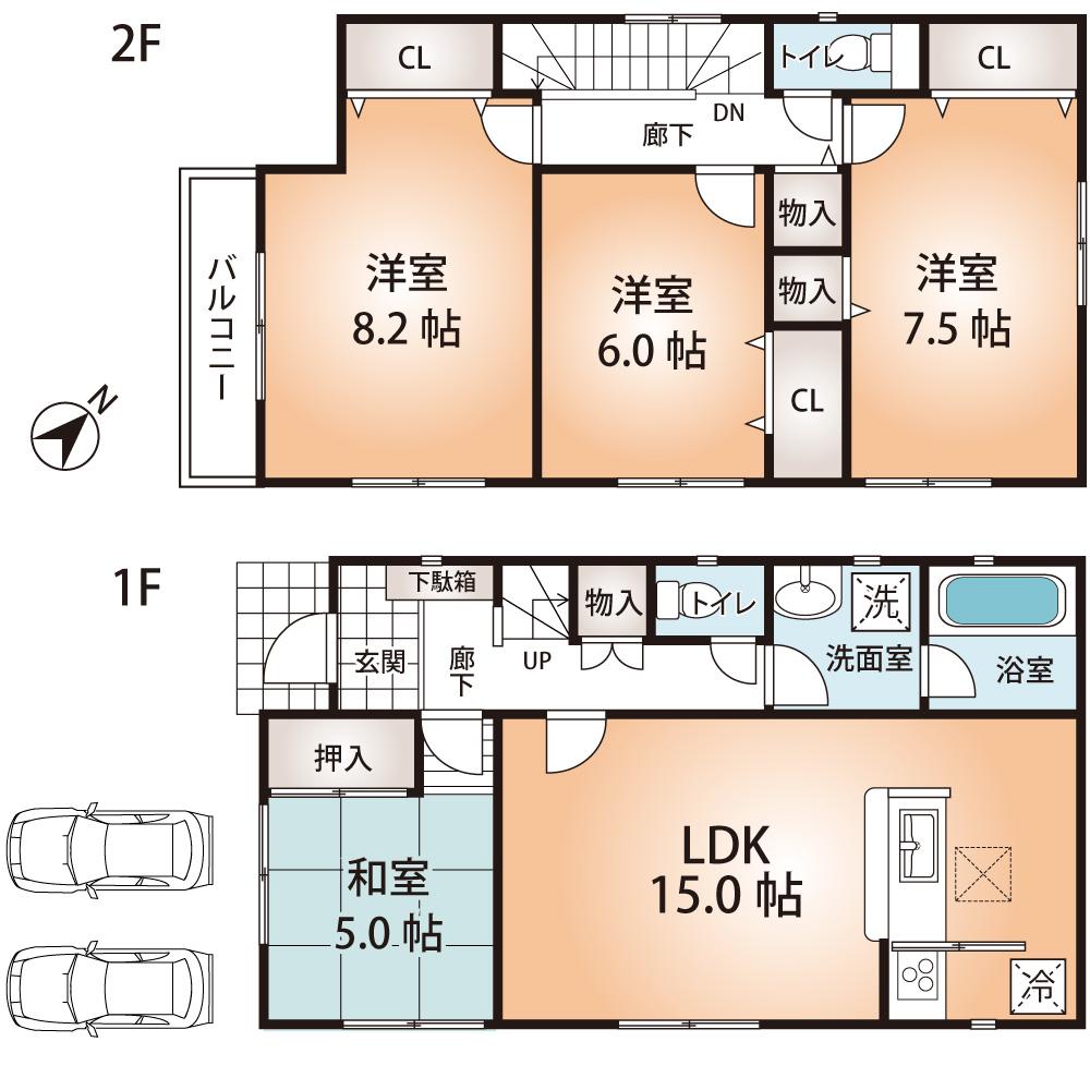 Floor plan. (No. 2 locations), Price 21.5 million yen, 4LDK, Land area 112.13 sq m , Building area 98.01 sq m