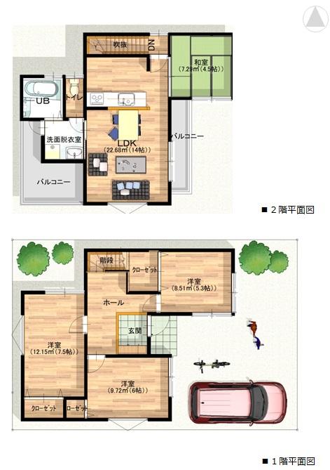 Building plan example (floor plan). Building plan example (G No. land) 4LDK, Land price 17,164,000 yen, Land area 79.42 sq m , Building price 13,194,000 yen, Building area 89.78 sq m