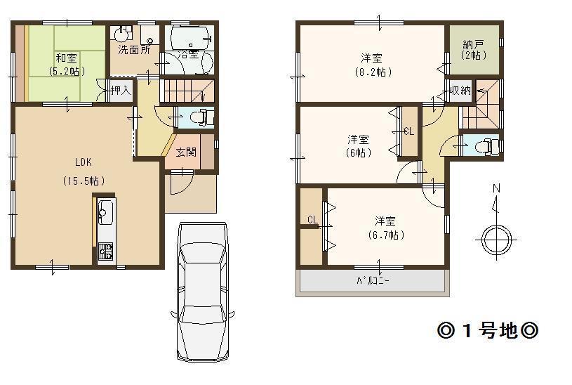 Floor plan. (1 Building), Price 21.3 million yen, 4LDK, Land area 96.97 sq m , Building area 97.19 sq m