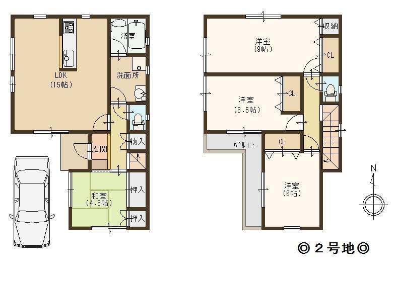 Floor plan. (Building 2), Price 21.3 million yen, 4LDK, Land area 95.73 sq m , Building area 95.58 sq m