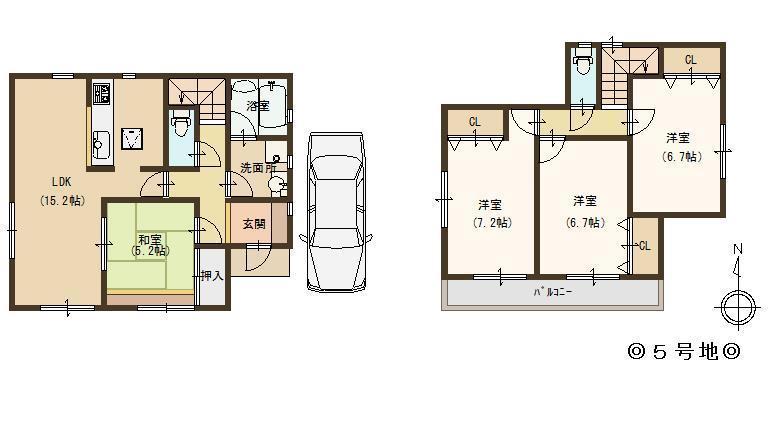 Floor plan. (5 Building), Price 22,800,000 yen, 4LDK, Land area 100.41 sq m , Building area 96.38 sq m