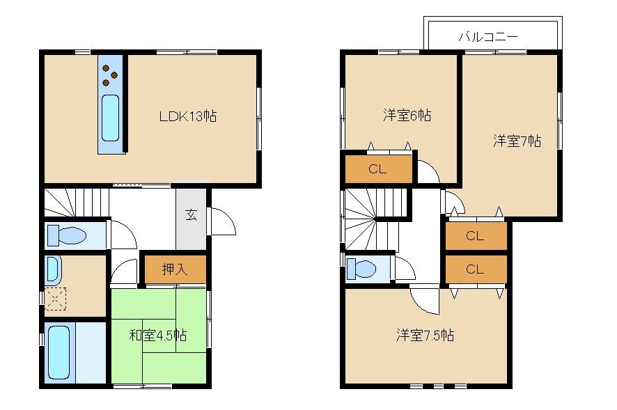 Floor plan. 34,800,000 yen, 4LDK, Land area 101.95 sq m , Building area 93.15 sq m