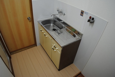 Kitchen. Compact gas stove can be installed