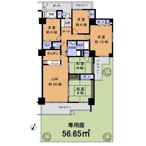 Floor plan. 5LDK, Price 22,900,000 yen, Footprint 126.91 sq m , Balcony area 20.45 sq m