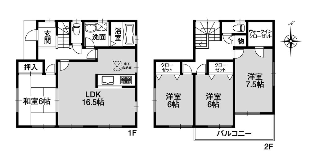 Floor plan. (Building 2), Price 35,800,000 yen, 4LDK, Land area 104.14 sq m , Building area 105.57 sq m