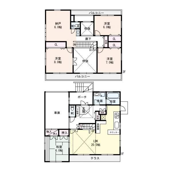 Floor plan. 57,800,000 yen, 4LDK+S, Land area 216.83 sq m , Building area 153.98 sq m