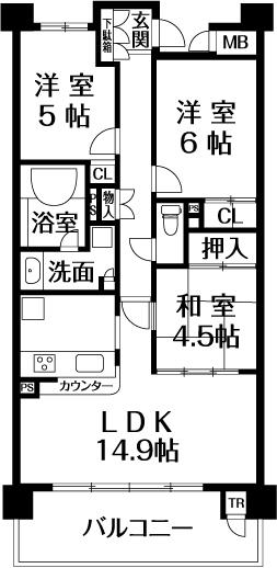 Floor plan. 3LDK, Price 22,800,000 yen, Occupied area 70.05 sq m , Balcony area 10.77 sq m