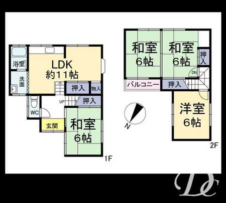Floor plan. 14.9 million yen, 4LDK, Land area 99.23 sq m , Building area 75.35 sq m