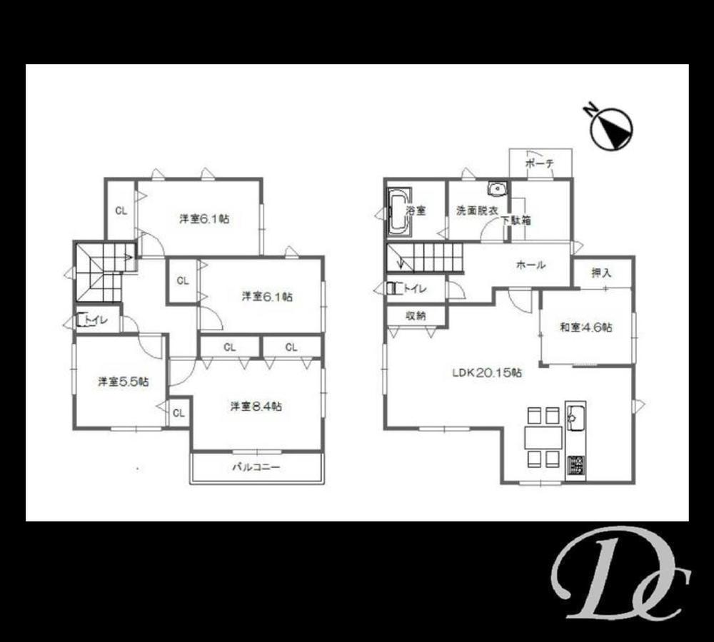 Floor plan. 33,800,000 yen, 5LDK, Land area 191.02 sq m , Building area 126.61 sq m