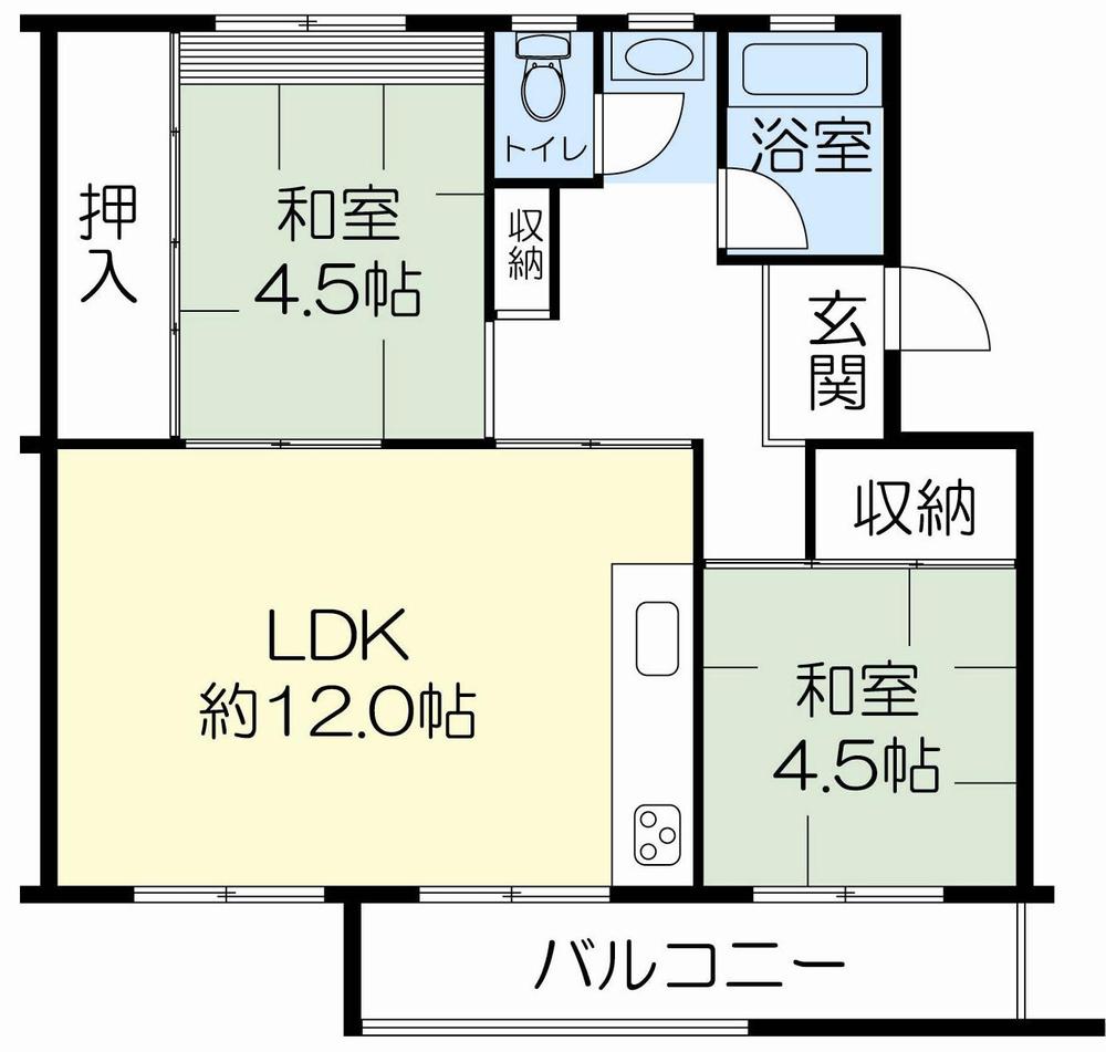 Floor plan. 2LDK, Price 5.8 million yen, Footprint 49 sq m , Balcony area 5.94 sq m LDK ・ Flooring