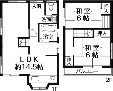 Floor plan. 16.8 million yen, 2LDK, Land area 73.92 sq m , Building area 68.36 sq m