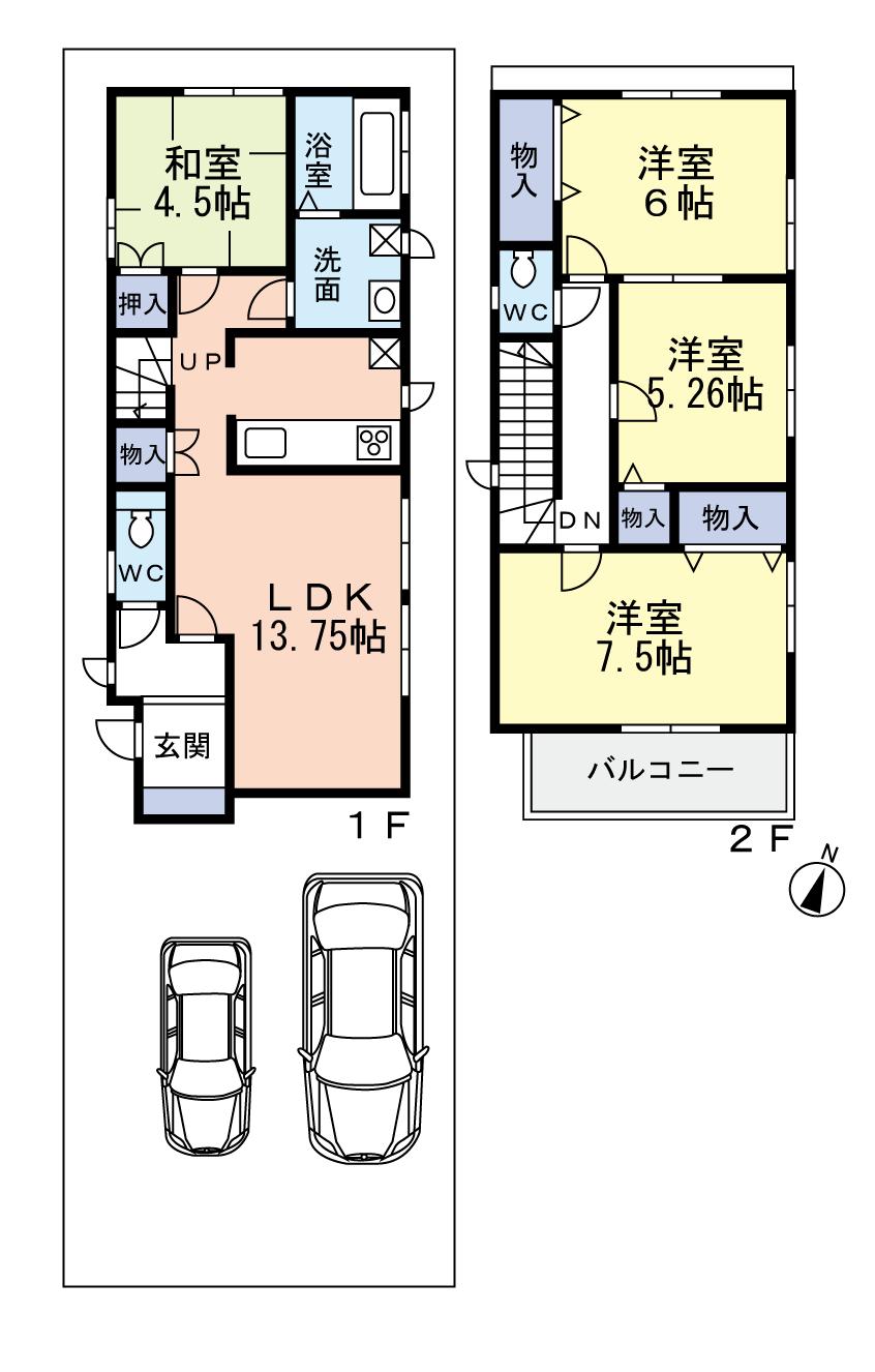 Floor plan. 33,800,000 yen, 4LDK, Land area 100.24 sq m , Building area 91.08 sq m