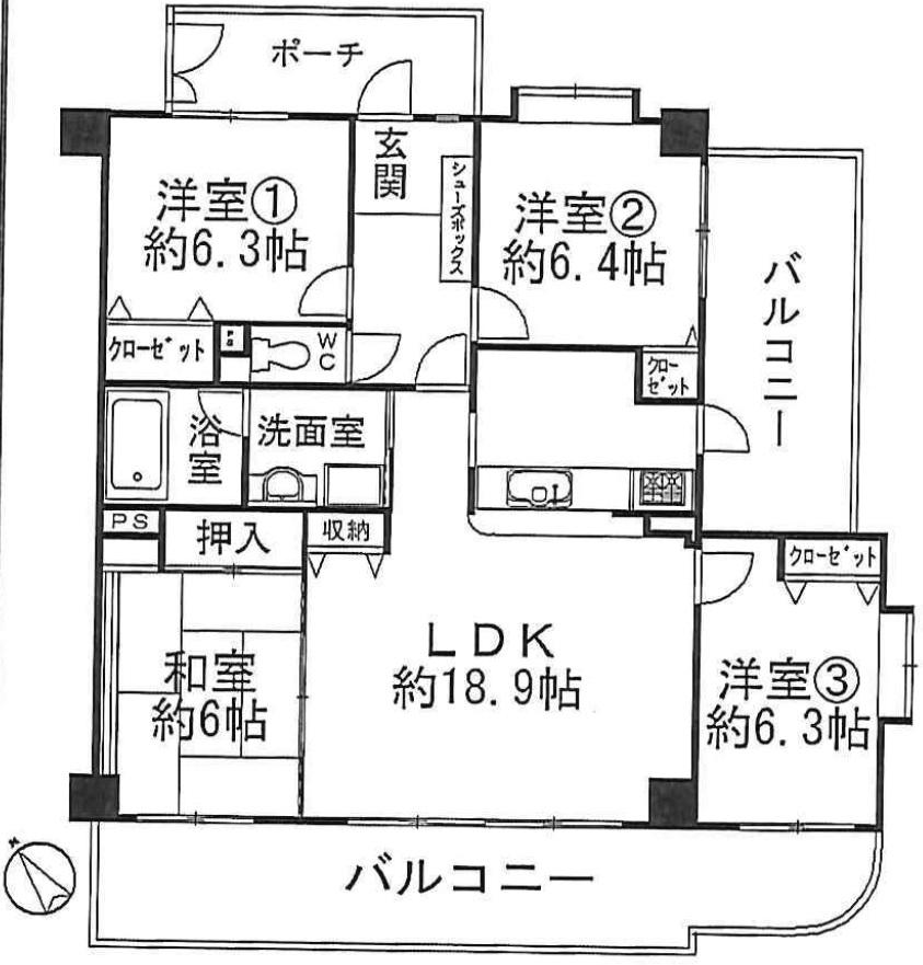Floor plan. 4LDK, Price 23.8 million yen, Occupied area 94.34 sq m , Balcony area 31.25 sq m