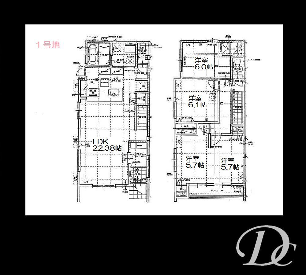 Floor plan. 52,800,000 yen, 4LDK, Land area 121.31 sq m , Building area 102.78 sq m LDK is 22.38 Pledge of leeway Parking 2 units can be