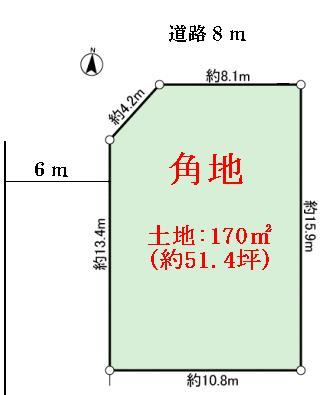Compartment figure. Land price 24,300,000 yen, Land area 170 sq m corner lot last 1 compartment