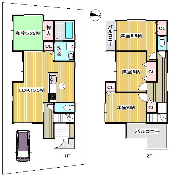 Floor plan. (No. 1 point), Price 34,800,000 yen, 4LDK, Land area 100.01 sq m , Building area 94.77 sq m