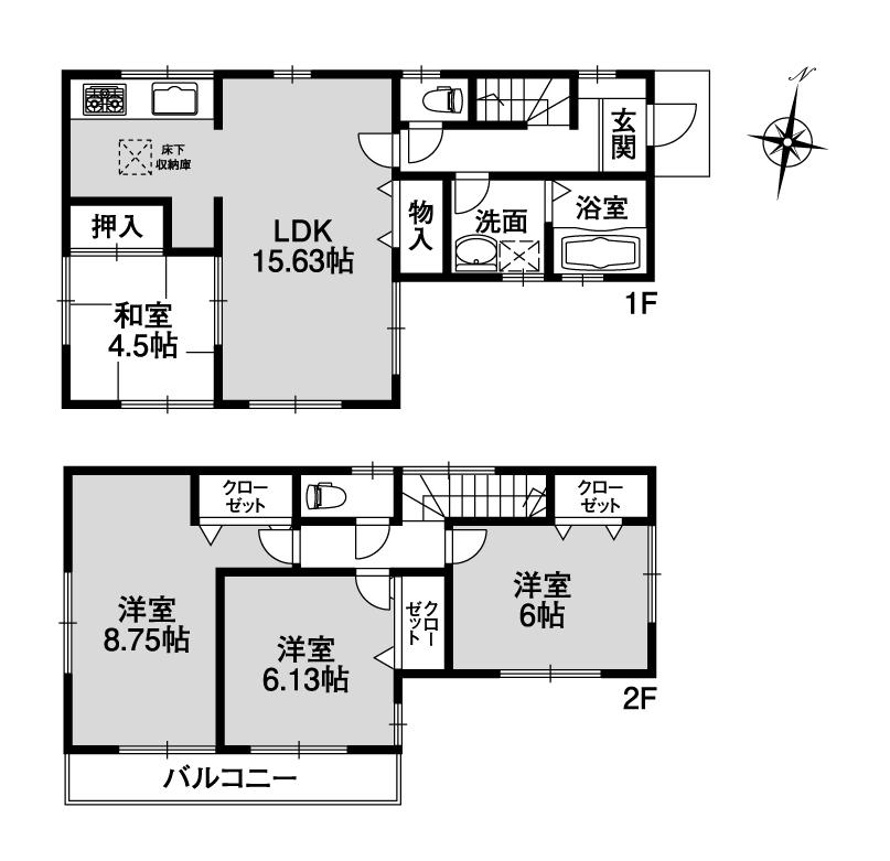 Floor plan. (14 Building), Price 33,800,000 yen, 4LDK, Land area 100.14 sq m , Building area 97.7 sq m