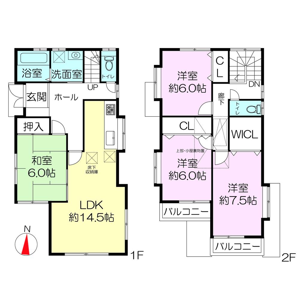 Floor plan. 40,800,000 yen, 4LDK, Land area 185.07 sq m , Building area 105.16 sq m