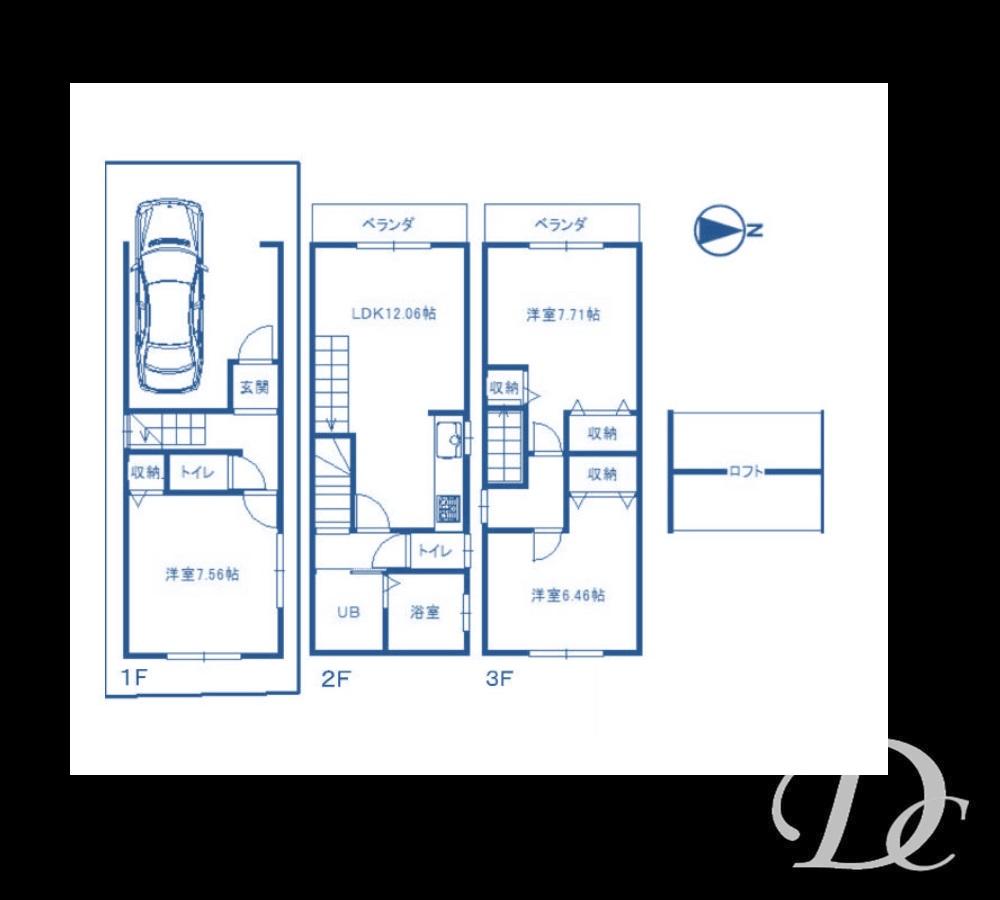 Floor plan. 24.5 million yen, 3LDK, Land area 51.29 sq m , Building area 79.61 sq m all room 6 quires more, With loft