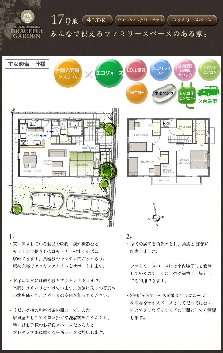 Floor plan.  [No. 17 place] So we have drawn on the basis of the Plan view] drawings, Plan and the outer structure ・ Planting, such as might actually differ slightly from.  Also, furniture ・ Car, etc. are not included in the price.