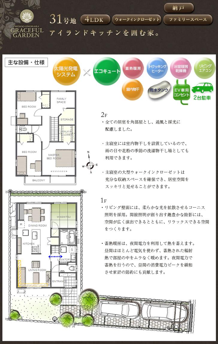 Floor plan.  [No. 31 place] So we have drawn on the basis of the Plan view] drawings, Plan and the outer structure ・ Planting, such as might actually differ slightly from.  Also, furniture ・ Car, etc. are not included in the price.