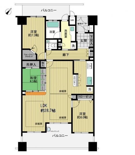 Floor plan. 3LDK, Price 28,900,000 yen, Footprint 105.67 sq m