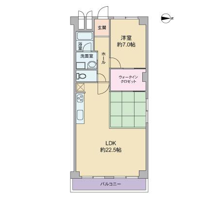 Floor plan. 1LDK, Price 14.8 million yen, Occupied area 71.87 sq m , Balcony area 6.61 sq m
