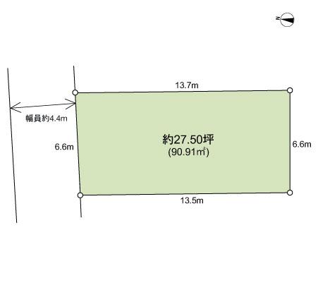 Compartment figure. Land price 22,800,000 yen, Land area 90.91 sq m