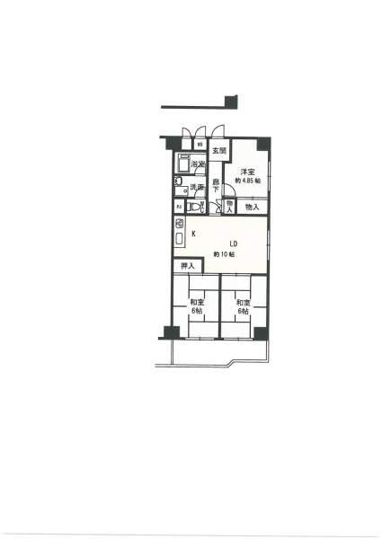 Floor plan. 3LDK, Price 10.5 million yen, Footprint 61.6 sq m , Balcony area 6.45 sq m