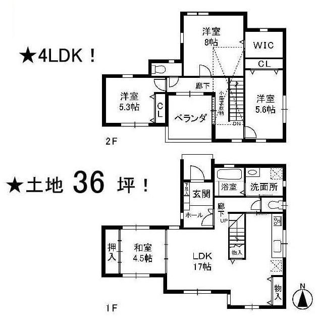 Floor plan. 42,800,000 yen, 4LDK, Land area 119.19 sq m , Building area 105.99 sq m