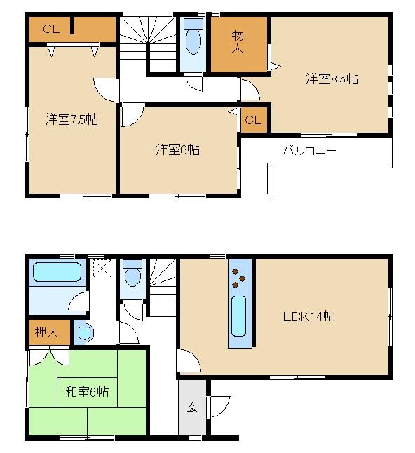 Floor plan. 37,800,000 yen, 4LDK + S (storeroom), Land area 100 sq m , Building area 101.25 sq m