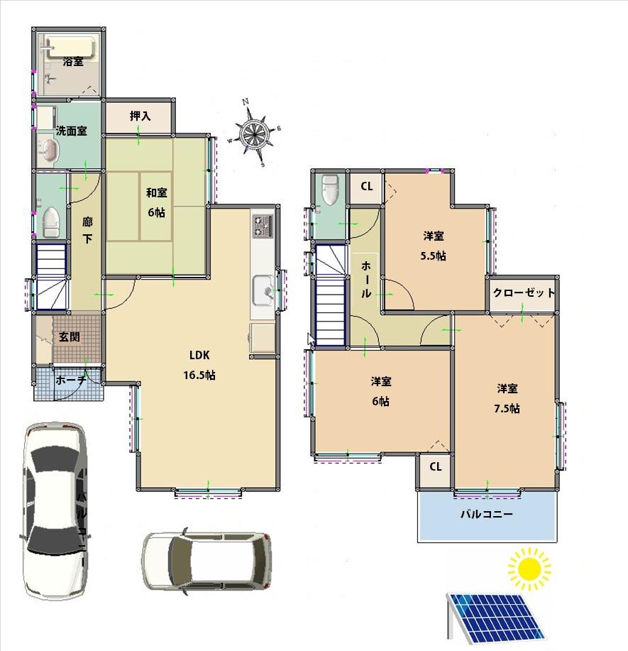 Floor plan. (No. 5 locations), Price 34,600,000 yen, 4LDK, Land area 113.17 sq m , Building area 94.77 sq m